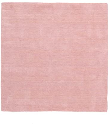 RUG PRINCE Wollteppich Gabbeh Uni 200x200 Handgewebt Quadratisch Rosa Einfarbig Handarbeit b