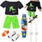 FOHYLOY Mini Fingerspielzeug Skateboard Set, Finger Skateboard mit Schuhe Kleidung Hosen Straßensperren Knieschützern, Fingerboard Spiele für Kinder und Teenager (Schwarz)