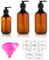 3 Pcs Plastic Soap Dispenser Pump Bottles - 500ml & 300ml With 5 Labels, Refillable for Lotion & Soap (Amber)