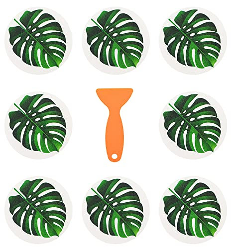 Spldsun 8 Pezzi Adesivi Rotondi per Vasca da Bagno, Adesivi Antiscivolo Vasca Bagno, Diametro 15 cm, con Raschietto, per Vasche Bagno, Bagni