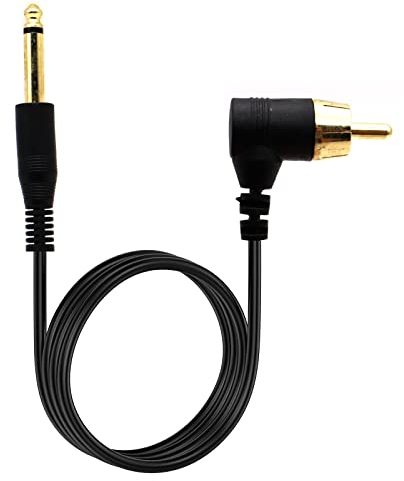 Tattoo-Clip-Kabelgoldkabel, awaduo professionelles Gummi-Tattoo-Clip-Line-Kabel 6,35 mm bis RCA 90 Grad OD 2.2 Kabel für Tattoo Stift/Rotary Tattoo-Maschine (schwarz/1,8 m)