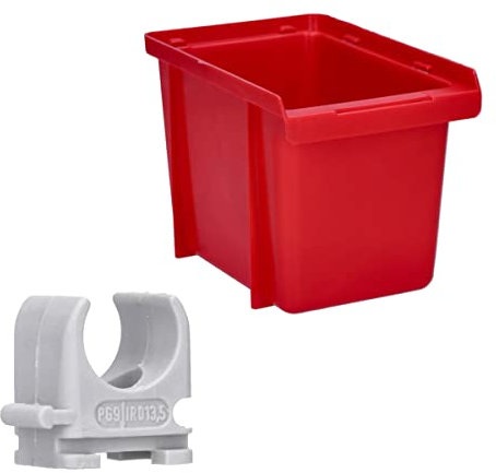 100 Stück Voxura M20 Rohr-Klemmschellen PP Kunststoff grau M16-M50 16mm bis 50mm für Stangenrohr Isorohr Leerrohr anreihbar zum Festschrauben in roter Box