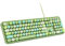 MOWUX Computer Keyboard Wired, Plug Play USB Retro Round Typewriter Keyboard, Full Size Wired Keyboard with Foldable Stands for Laptop and Office PC - Green Colorful