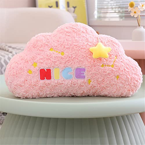 CULASIGN Kuschel Zierkissen Wolken,Flauschige Weiche Kuschelkissen Deko Kissen Wolke Mood Stern Form,Dekokissen für Kinderzimmer Couch Schlafzimmer Sofa (Rosa Wolken,32cm)