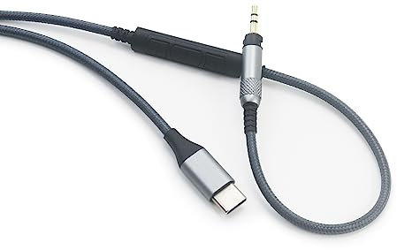 Câble audio de type C vers 2,5 mm compatible avec Audio Technica ATH-M50x, ATH-M40x, ATH-M70x, ATH-M60X, casque et microphone de contrôle du volume pour Samsung Google Huawei Android Phone