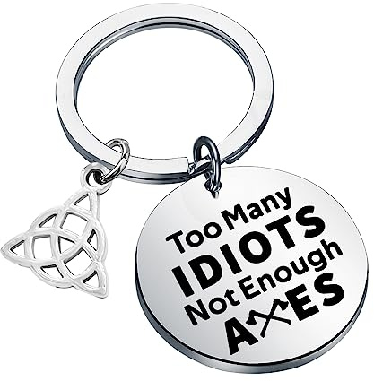 PLITI Funny Viking Quote Gift Norse Mythology Gift Too Many Idiots Not Enough Axes Viking Axe Keychain