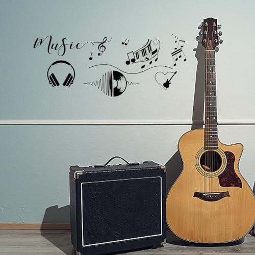 PLIGREAT 8 Stück Klavier Musik Noten Kopfhörer Wandtattoos Peel and Stick Wandaufkleber für Musikstudio Klassenzimmer Wohnzimmer Wanddekoration Band Fans Schlafzimmer Indoor Wall Art Decor