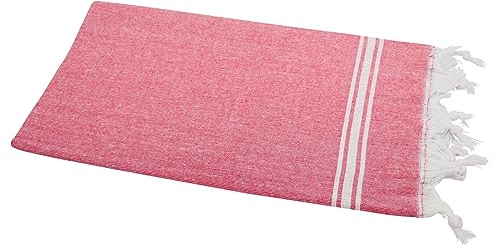 my Hamam, Saunatuch Hamamtuch, Handtuch rot weiß m. Fransen, ca. 80x175 cm für Wellness, Hamam und Sauna Bahar Style