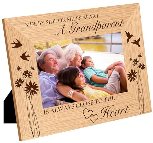 CREATCABIN Grandparent Picture Frame Wood Photo Frames Engraved Display Wooden Tabletop Postcard Frame For Hanging Wall Gallery Birthday Christmas Home Gifts Anniversary Desk Decor 4 x 6 Inch