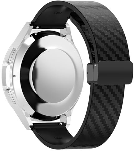 LYSMVIVI Uhrenarmband aus Karbonfaser, Silikon, 20 mm, 22 mm – Schnellverschluss – magnetisches Ersatz-Uhrenarmband für Damen und Herren