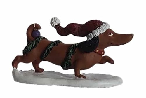 ES Deko Figur Weihnachtsdackel mit Girlande, ca. 8 cm, Dekoration Figuren Tiere Dackel Hund