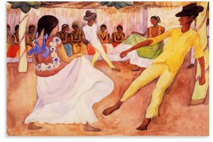 Diego Rivera Berühmte Malerwerke (Tanz in Tehuantepec), Druck Poster, Leinwand, Wandkunst, dekorativ, Schlafzimmer, modernes Zuhause, Kunstwerk, 30 x 45 cm