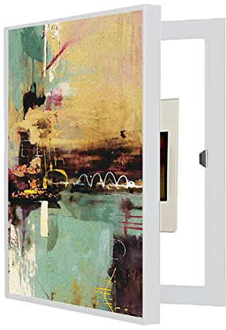 Sicherungskasten Abdeckung Schrank, Elektrische Box Abdeckung Verstecken Zähler Moderne Dekorative Abdeckung Elektrische Box Box Zähler Abdeckung Dekoration Verstecken Gemälde, Holz (Color : White)