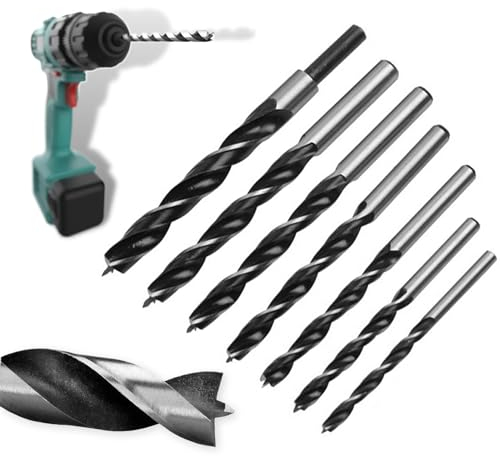 Thapncow Holzbohrer Set lang Profi, holzbohrer 4mm、5mm、6mm、7mm、8mm、10mm、12mm, lange Schalungsbohrer, Balkenbohrer, langer Holzspiralbohrer, Schlangenbohrer