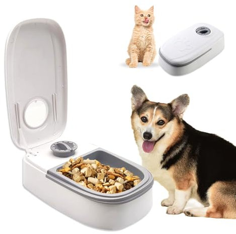 Cat Feeder Automatic with Timer, WDKXCN 48-Hour Timer Cat Mate Feeder, Automatic Cat Feeder Wet Food for Dogs and Cats, 1 Meal Cat Food Dispenser for Wet and Dry Food (Grey)