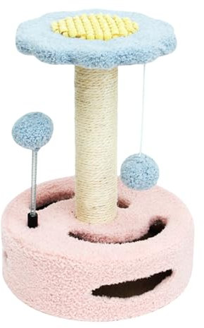 Pasdrucn Kratzpsäulen Für Katzen, Kratzbaum Klein 3 In 1, Kratzbaum Für Katzen Mit Ball, Katzenbaum, Katzenspielzeug, Kratzbaum Grosse Katzen Stabil, Kratztonne, Sisalstamm Für Indoor-Katzen (Rosa)
