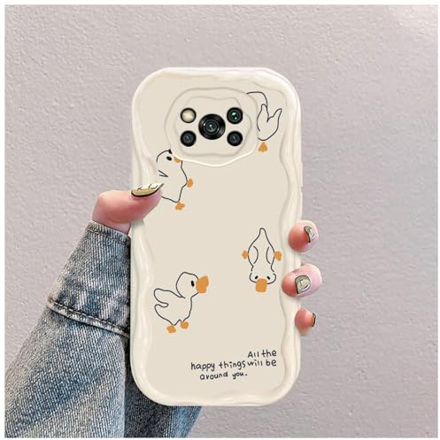 hdqICase Hülle Kompatibel mit Xiaomi Poco X3 NFC/Poco X3 Pro Weiß | Ente Welle Silikon Weich