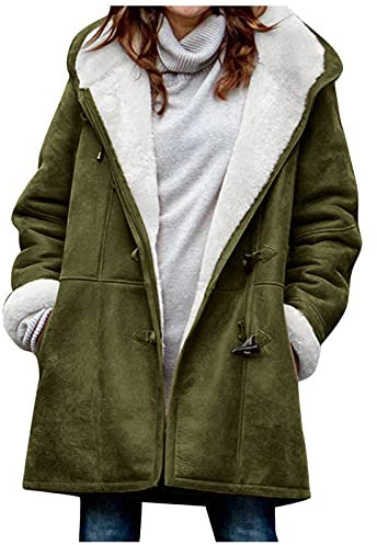 AEGJEGVD Manteau en Laine Femme Hiver avec Capuche Manteaux Femmes Hiver Doublé Polaire Chaud Manches Longues Blouson À Capuche éclair Grande Taille épaissir Parka Manteaux Fille Doudoune Outercoat