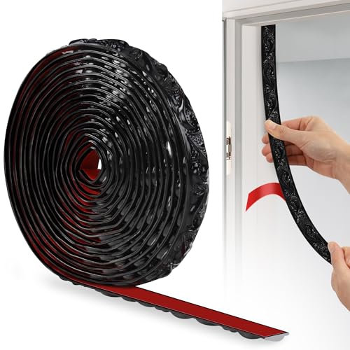 JUNART Modanature in PVC, 600cm×2cm, Bordi Carta da Parati 3D, Modanature a Soffitto, Adatto per Battiscopa Adesivo, Fondali TV, Armadi, Pareti(Nero)