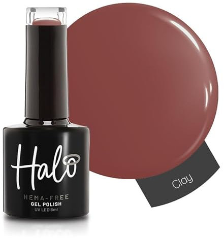 Halo Gel Polish 8ml - Clay. UV/LED Gel Nail Polish, Long Lasting & Easy To Apply. Nail Art Colours For Manicure & Pedicure. Gel Polish For Professional & Home Use.