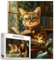 Cute Cat Reading Books 1000 Piece Jigsaw Puzzle for Adults Kitten with Glasses in Study Room Jigsaw Puzzles Hard Difficult Challenging Family Activity Game DIY Handwork Puzzles Home Decor Gifts