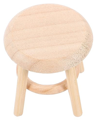 MOLUCKFU Runder Massivholzhocker-Modell Miniatur Kleines Hausmöbel Holz Dekoratives Accessoire Für Wohnzimmer Und Schlafzimmer