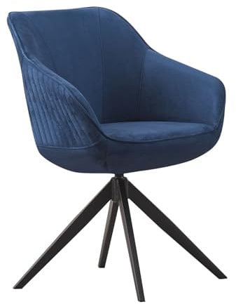 B&D home Esszimmerstuhl Pandora, Armlehnenstuhl Schreibtischstuhl Loungesessel Drehstuhl für Esszimmer, Wohnzimmer, Büro, Industrial modern Design, Blau, 1 Stück, 11124-BLAU-1