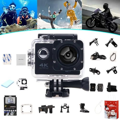 Roamix Vision+ 4K Action Camera, Qinux Pixgo 4K Underwater Helmet Camera, Black, 64G