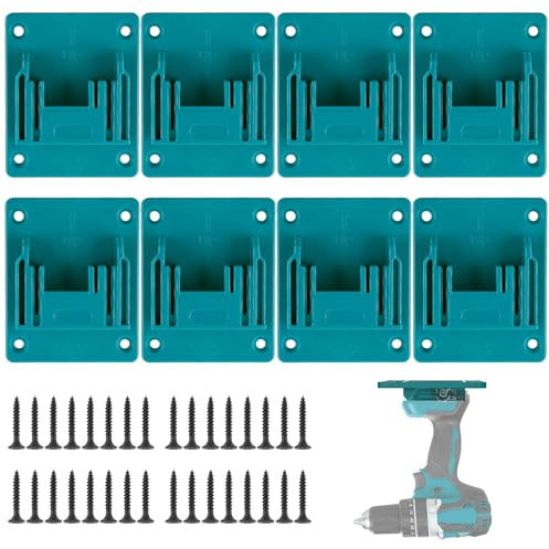 Luckwaii Soportes de Batería para Makita 18V, 8 Piezas Soporte de Taladro Eléctrico con 32 Tornillos, Soporte de Batería de Pared Portaherramientas para Taladro y Máquina de Taller 18V
