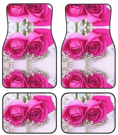Pink Rose1 Tapis de sol pour voiture Motif rose