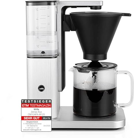Wilfa Zense Alux Filterkaffeemaschine - 1,25L abnehmbarer Wassertank - Warmhaltefunktion - Auto-Tropfstopp & Auto-Abschaltung - Aluminiumgehäuse (Edelstahl gebürstet)