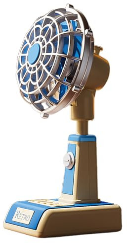 Ventilatore da scrivania ricaricabile, ventilatore portatile vintage, raffreddamento silenzioso, flusso d'aria potente e design compatto, per casa, all'aperto, viaggi, scuola, cucina, auto, 23,6 x