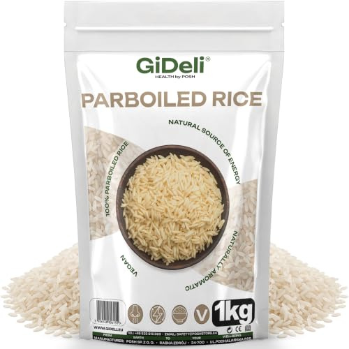 GiDeli Parboiled Reis, Langkornreis, Wiederverschließbarer Beutel, 1 kg | Vegan, ohne Zusätze, locker und körnig, für Beilagen, Currys, Salate, Suppen, in Europa verpackt