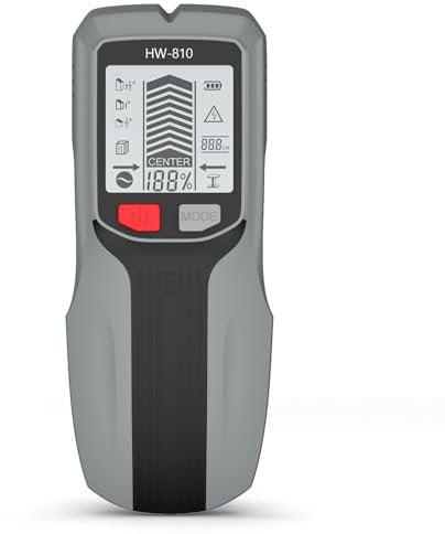 Leitungssucher Ortungsgerät 6 in 1, Wandscanner Detektor, Multifunktionaler Bolzendetektor mit LCD-Display und Audioalarm, Leitungsfinder für Rohre,Holz, Stromleitungen, AC Spannungs usw (A)