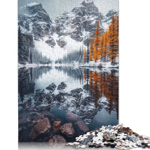 Schneebedeckte Bergreflexion, Puzzle für Erwachsene, 1500 Teile, anspruchsvolle Familienspiele, Denksportaufgaben für Kinder ab 12 Jahren, 1500 Teile (85 x 57 cm)