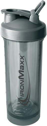 IronMaxx Premium Shaker – Ash Grey 700 ml | Shaker para proteínas con bola mezcladora y escala | Hermético, de plástico AS+PP | Para batidos cremosos en casa, gimnasio o donde estés