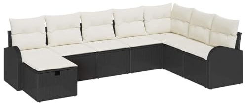 vidaXL Gartensofa-Set 8 STK. Schwarz Poly-Rattan