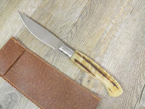 Generico COLTELLO ARTIGIANALE 27 CM ARBURESA scuoio CORNO di Muflone GREZZO SARDEGNA incisione su richiesta come da immagine