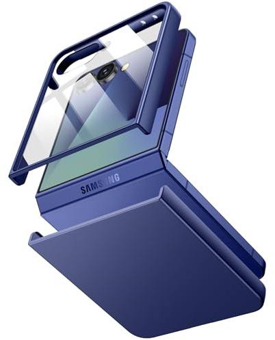 JETech Hülle für Samsung Galaxy Z Flip 7, Blue Shadow | Integrierter Front-Schutzfolie, Dünnes PC-Design, Stoßschutz, Kratzfeste Oberfläche