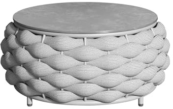 Vmopu Runder Couchtisch – Wasserfester Gartentisch aus Aluminium & Handgewebtem Seil, für Garten, Terrasse & Poolbereich, Grau