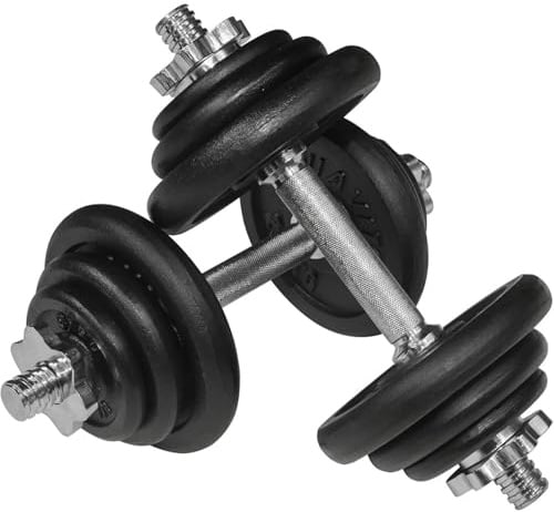 Cast Iron Adjustable Dumbbell & Barbell Set for Men & Women – 15kg, 20kg & 30kg Free Weights Kit for Home Gym Fitness, Strength Training & Muscle Building