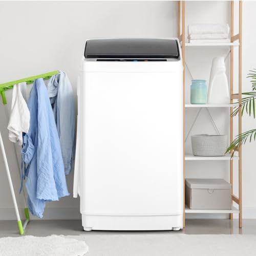 ROVSUN Tvättmaskin, toppmatad, 5 kg, toppmatad, med 8 tvättprogram och 5 vattennivåer, liten tyst tvättmaskin 60–70 dB, 24 h timer, 51 × 47 ×