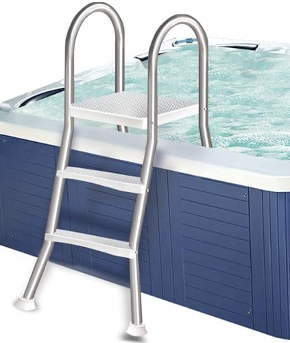 Errzom 135 cm hohe Aufstellpool-Leiter, A-förmige Poolstufen aus Edelstahl 304 mit Sprungbrett, Beidseitig Nutzbar,85cm