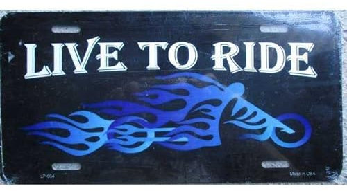 Unbekannt – D Nummernschild Live to Ride Motorrad Hat Flammen blau US