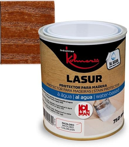 Protector para madera al agua Kolman Nature. Lasur protección madera (750 ml., nogal)
