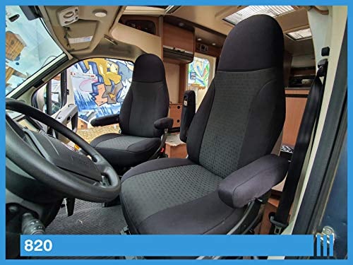 BREMER SITZBEZÜGE Maß Piloten Schonbezüge Sitzbezüge kompatibel mit Wohnmobil Camper Ducato Fahrer & Beifahrer 820 Schonbezug Set in Schwarz