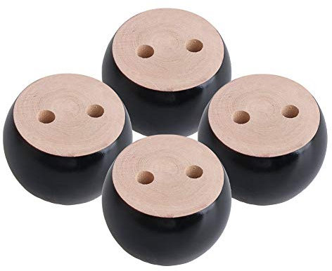 4PCS Solid Wood Furniture Legs Black Round Bun Feet for Cabinet Sofa Ottoman TV Stand Loveseat Dresser