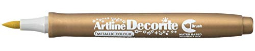 Artline 'Decorite' Gold Brush Marker Pen for Card, Glass, Metal and Plastic