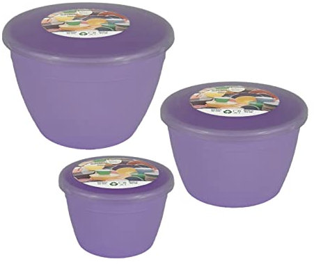 Just Pudding Basins 3 Smaller Sizes in One Set Steam Pudding Bowls, Basin and Lid 1x 1/4 Pint, 1x 1/2 Pint 1x 1 Pint (Lilac)