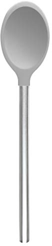 Tovolo Mixing Spoon Stainless Steel Handle Scratch Resistant Non Stick Safe Kitchen Utensil for Cooking Baking Serving Stirring, Heat Resistant Silicone Stirring Spoon with Metal Handle Oyster Gray